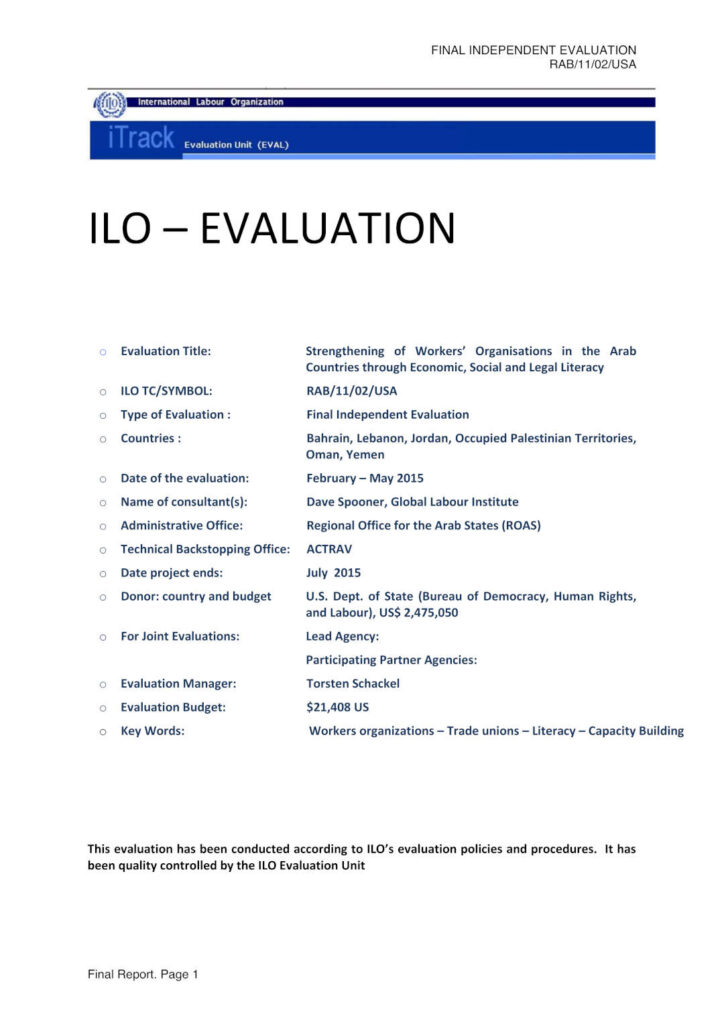 Image of front cover of ILO Evaluation 2015