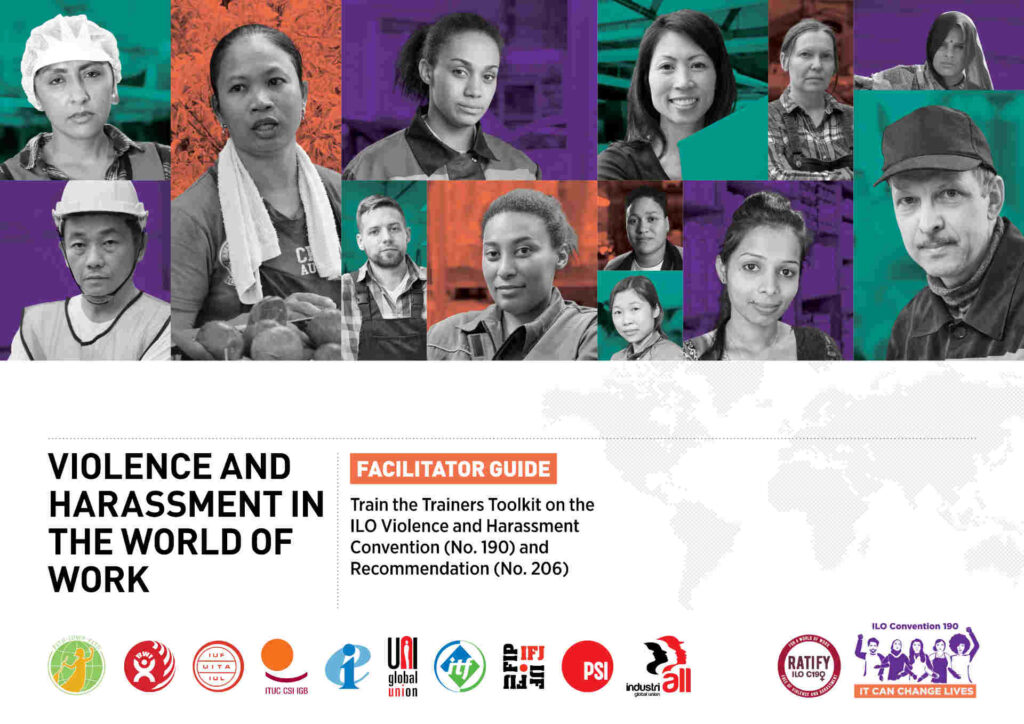 Image of front of report on Violence and Harassment in the World Of Work Facilitator Guide